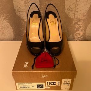 CHRISTIAN LOUBOUTIN Black Talon 120 Patent Size 7 Good Condition